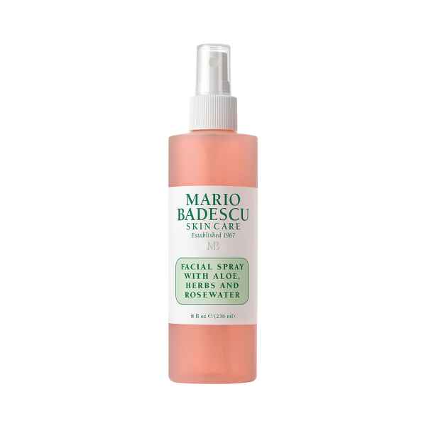 Flasche Mario Badescu Gesichtsspray mit Aloe, Kräutern und Rosenwasser, 236 ml.