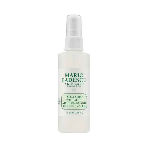 Mario Badescu Gesichtsspray mit Aloe, Adaptogenen und Kokoswasser, 118 ml Flasche.