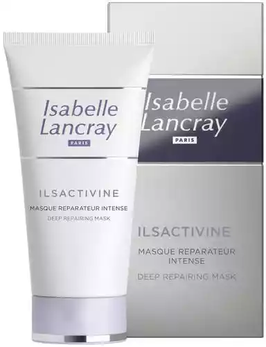 Isabelle Lancray Ilsactivine Masque Réparateur Intense, Tiefenreparaturmaske in weißer Tube und grauer Verpackung.