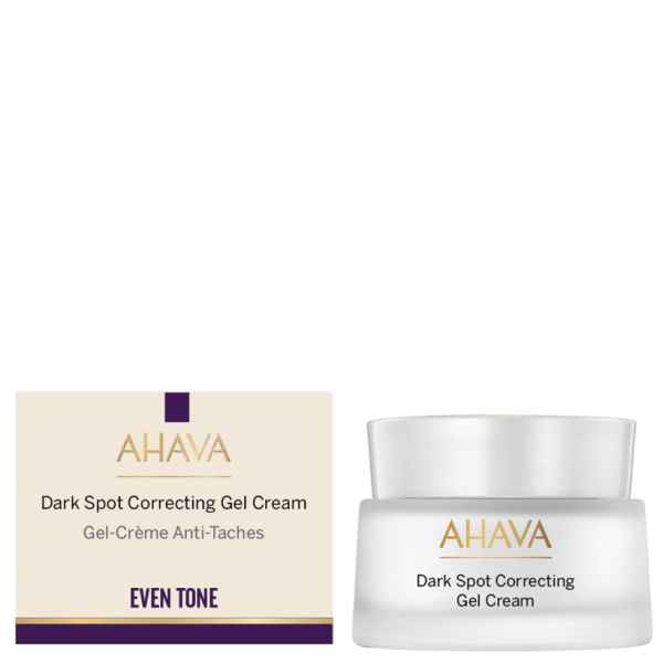 AHAVA Dark Spot Correcting Gel Cream 50 ml, Verpackung und Tiegel, Gel-Crème Anti-Taches, Even Tone.