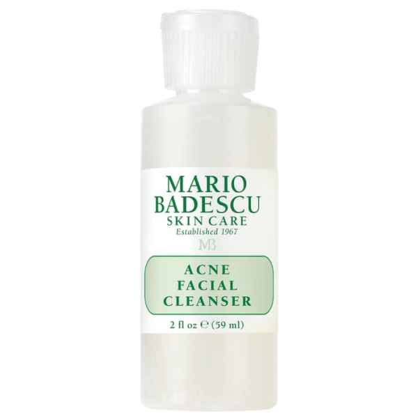 Flasche Mario Badescu Acne Facial Cleanser, 59 ml, weißer Hintergrund.