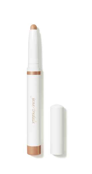 Jane Iredale Lidschattenstift in Weiß und Gold, mit abgenommener Kappe.