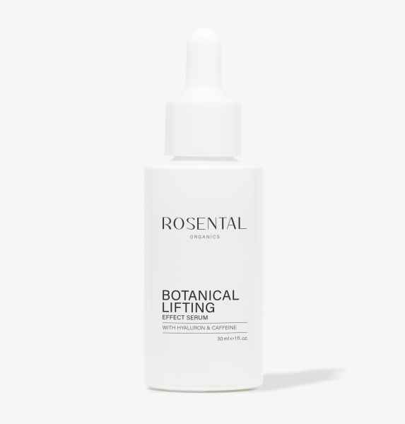 Flasche Rosental Organics Botanical Lifting Effect Serum mit Hyaluron und Koffein, 30 ml, weißer Hintergrund.