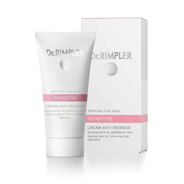 Dr. Rimpler Sensitive Cream Anti-Redness für empfindliche Haut, 50 ml Tube und Verpackung.