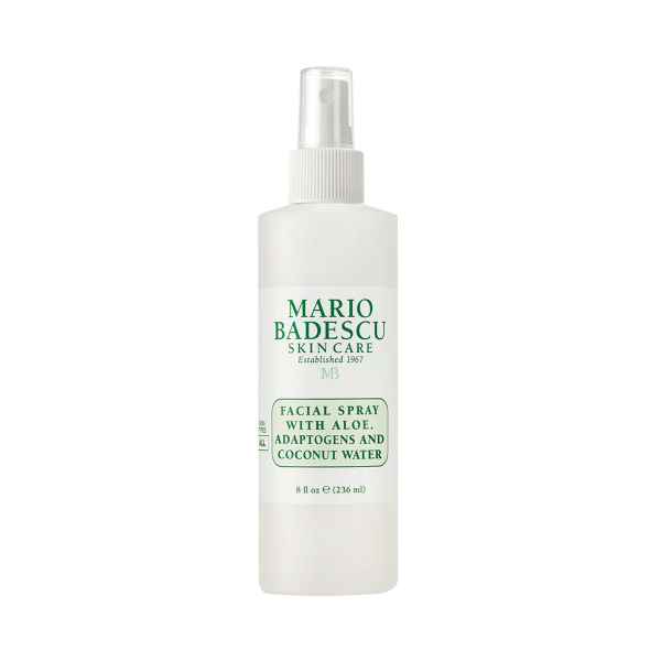 Flasche Mario Badescu Gesichtsspray mit Aloe, Adaptogenen und Kokoswasser, 236 ml.