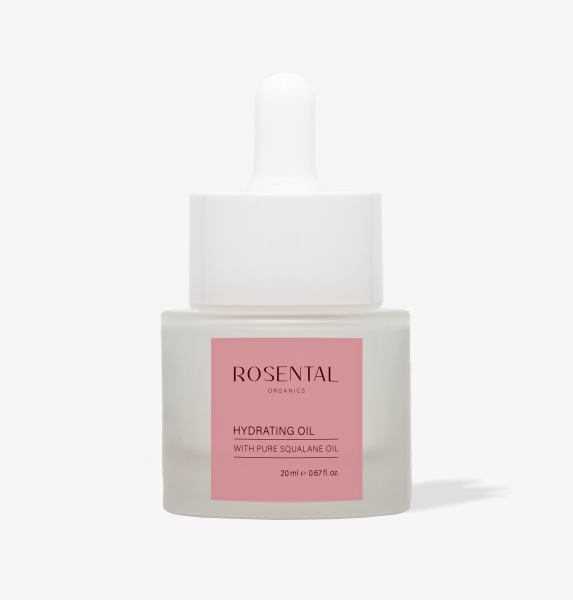 Flasche Rosental Organics Hydrating Oil mit reinem Squalanöl, 20 ml, auf weißem Hintergrund.