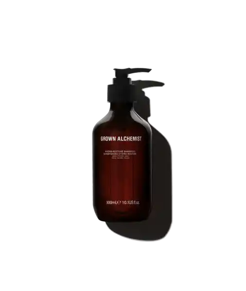 Grown Alchemist Hydra-Restore Shampoo in brauner Flasche mit Pumpspender, 300ml.