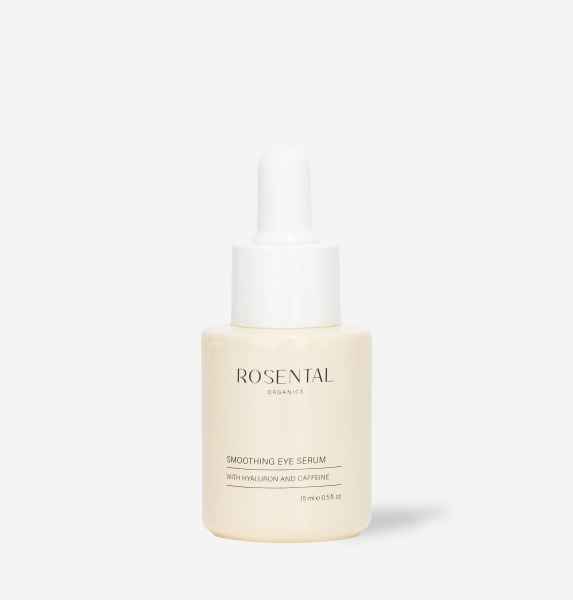 Flasche Rosental Organics Smoothing Eye Serum mit Hyaluron und Koffein, 15 ml.