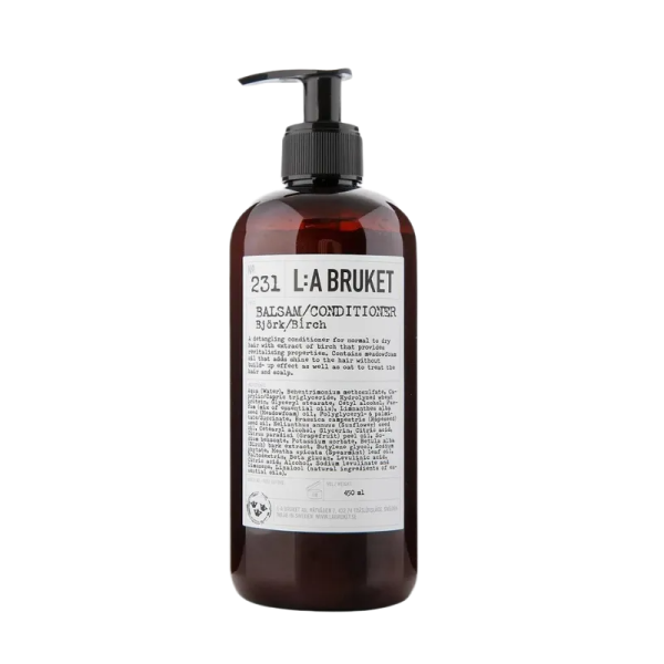 L:A Bruket No. 231 Conditioner Birke 450ml in brauner Flasche mit Pumpspender.