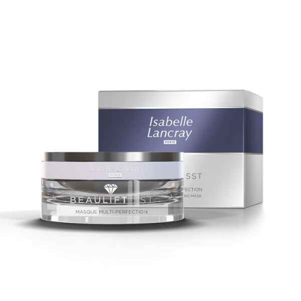 Isabelle Lancray Beautifit Masque Multi-Perfection in Glasbehälter und Verpackung.