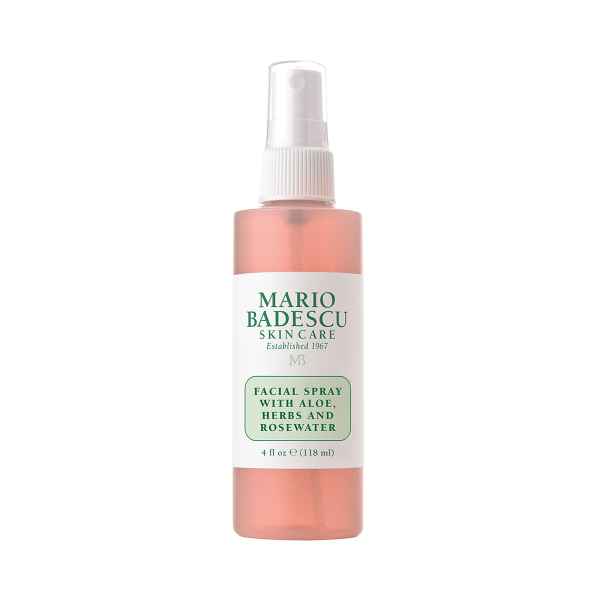 Flasche Mario Badescu Gesichtsspray mit Aloe, Kräutern und Rosenwasser, 118 ml.